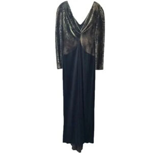 Joseph Ribkoff Couture Metallic Shimmer Black Evening Gown Dress 12